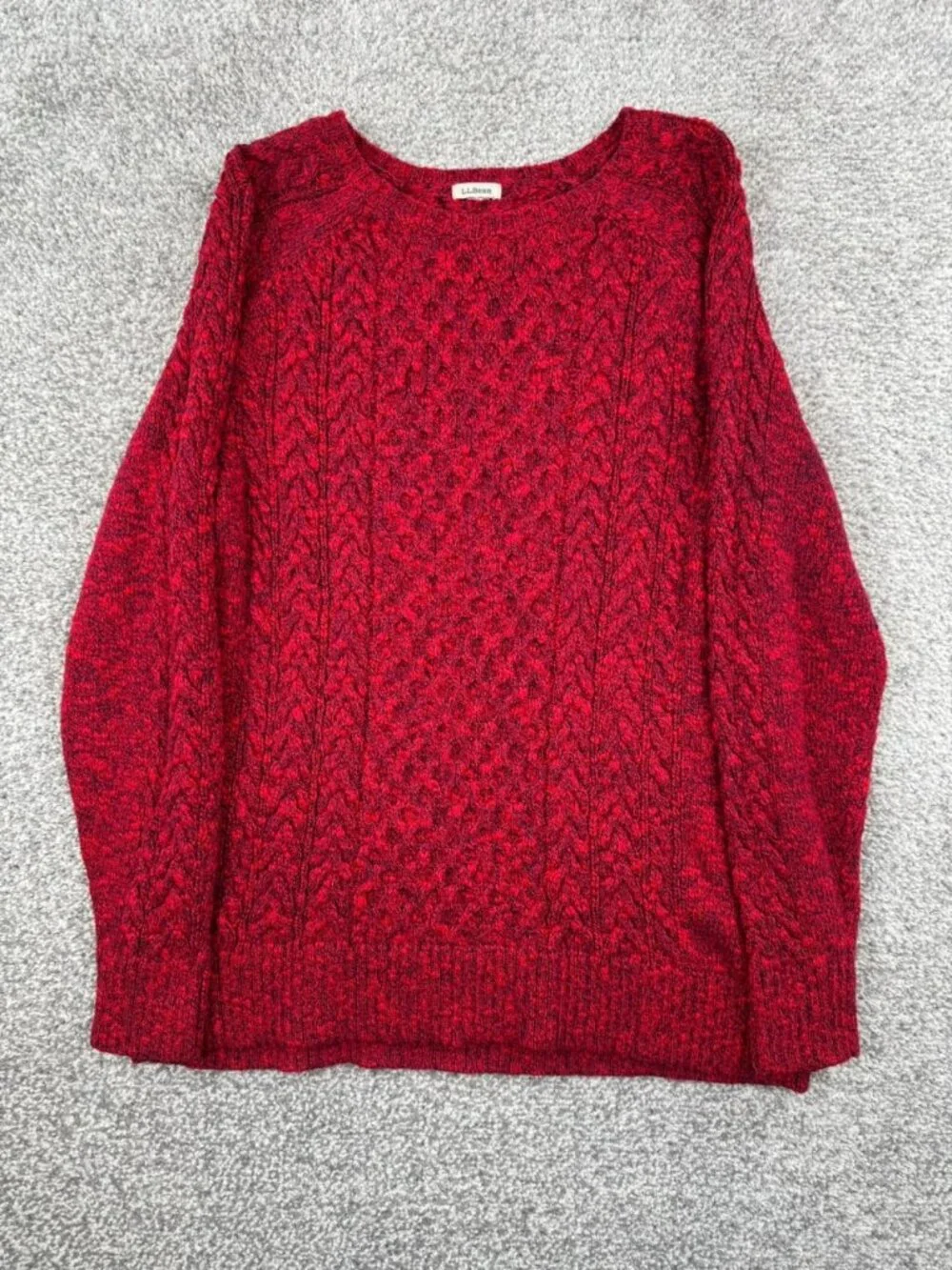 Men's Red Textured Crewneck Knit Sweater Size L
